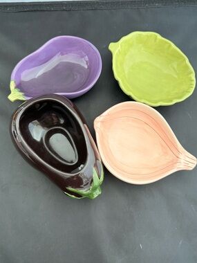 Pottery Barn Garden Veggie Condiment Dishes Onion Artichoke Eggplant